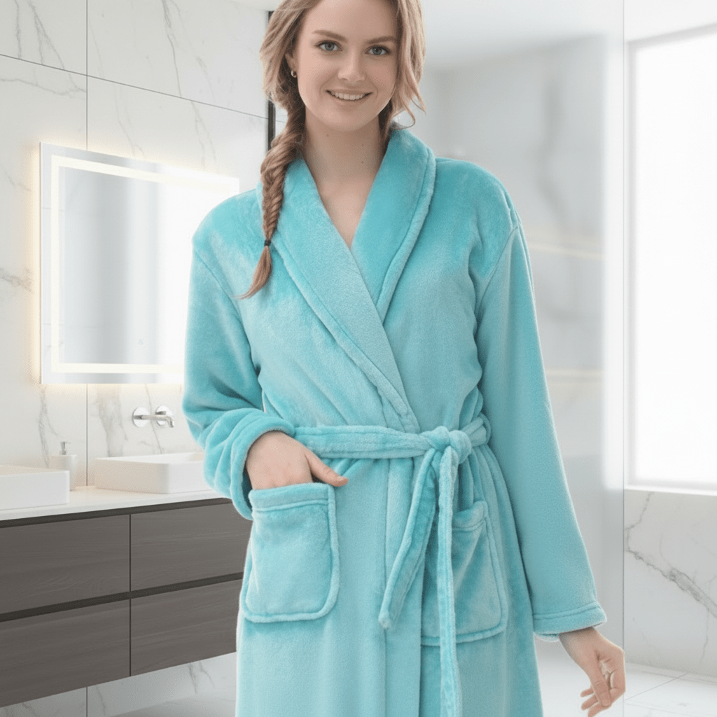 100% Cotton Absorbent Bathrobe — Quick-Dry Plush Texture