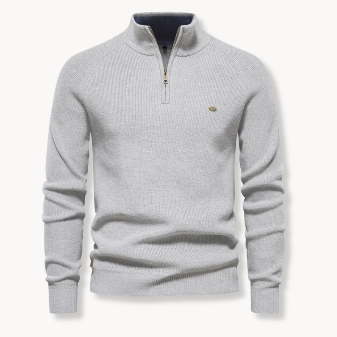 Image of Angus | Men's Half-Zip Ribbed Knit Sweater