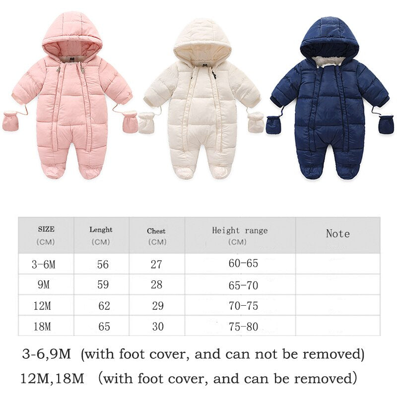 Baby Winter Romper with Integrated Gloves