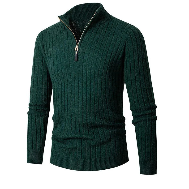 Image of Bernard | Men's Half-Zip Ribbed Sweater