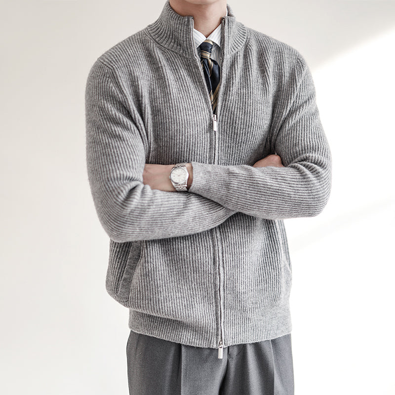 Image of Bryan | Men's Zip-Up Ribbed Knit Cardigan