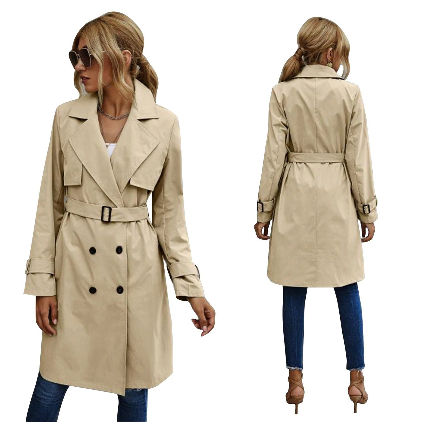 Image of Charlene | Women's Double-Breasted Trench Coat