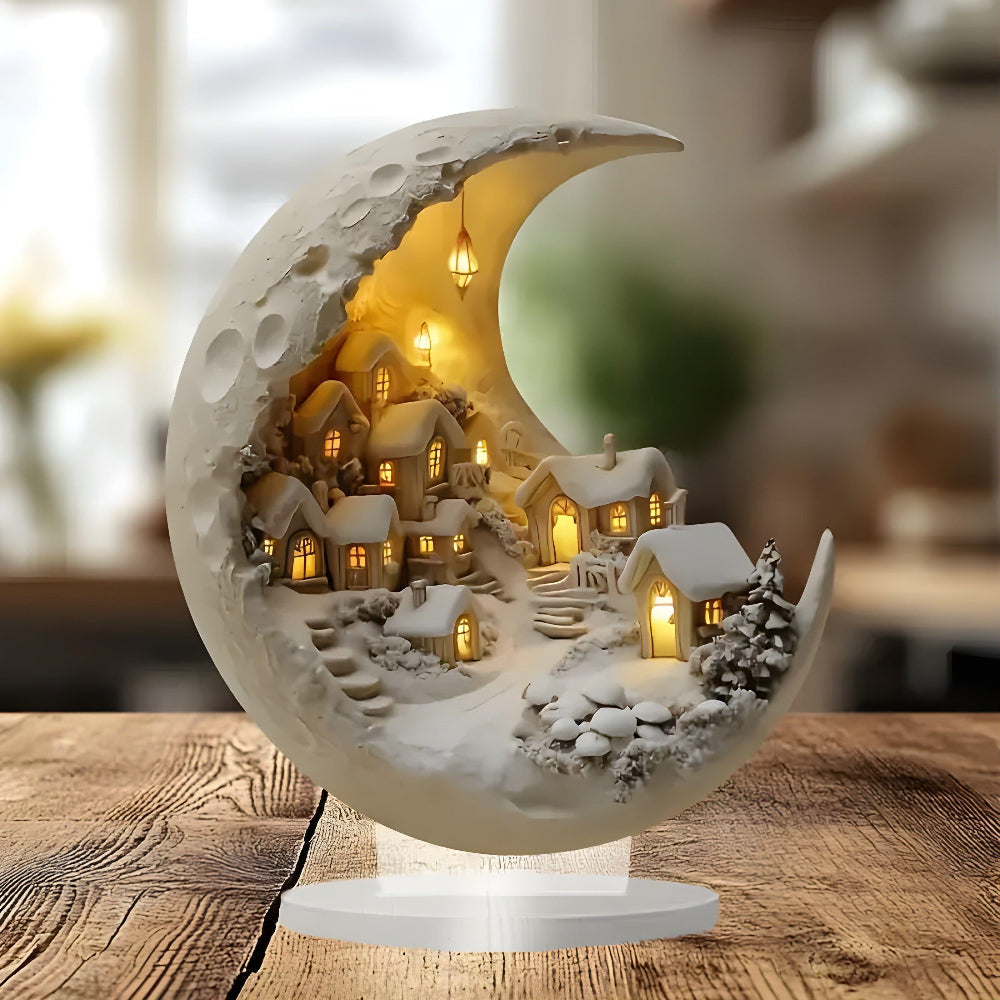 Decorative Acrylic Moon Lamp Village Ambient Home Light