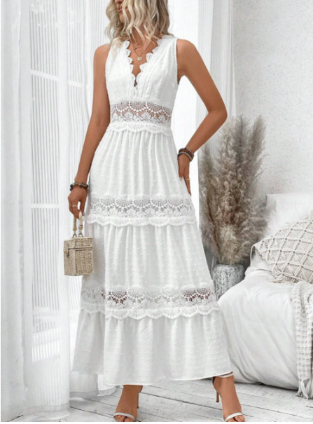Image of Dianna | Women's Sleeveless Lace Maxi Dress