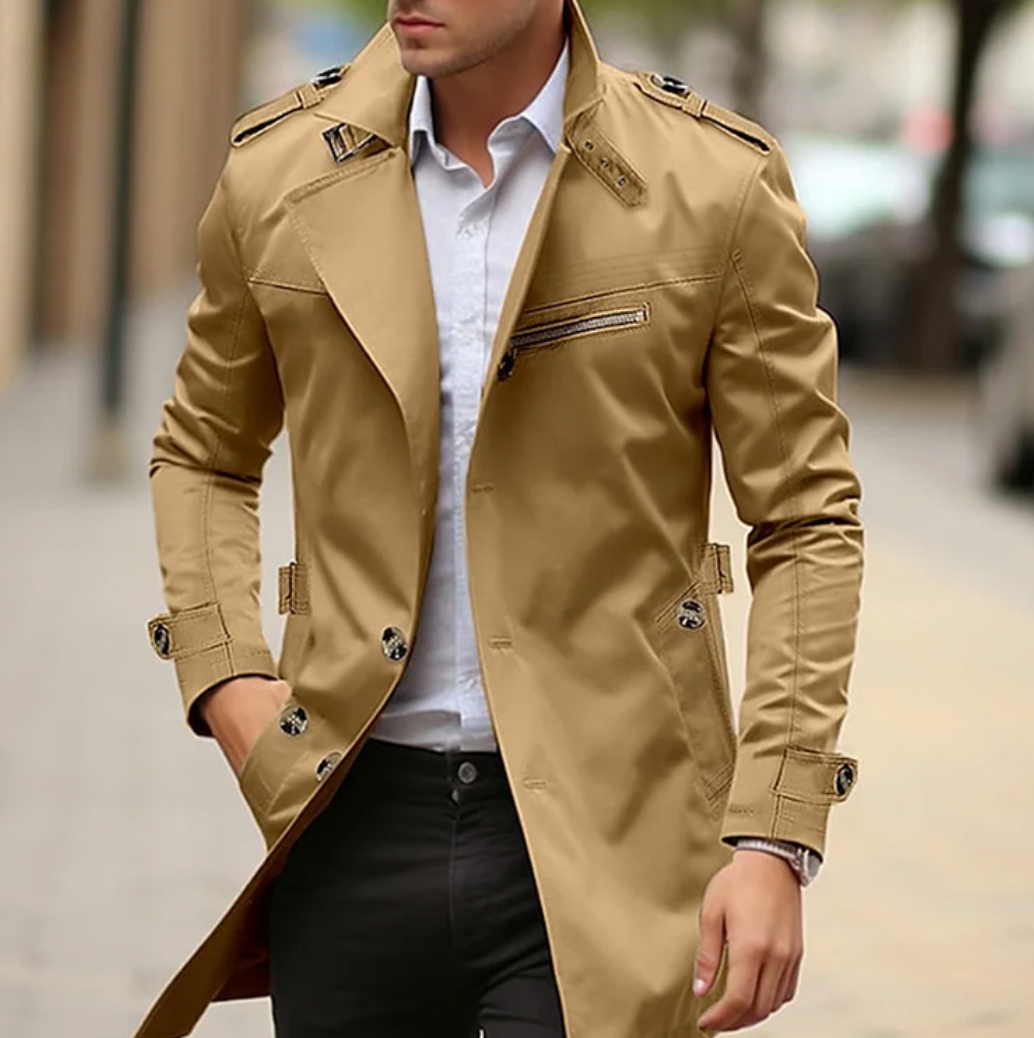 Image of Drake | Men's Double-Breasted Long Coat