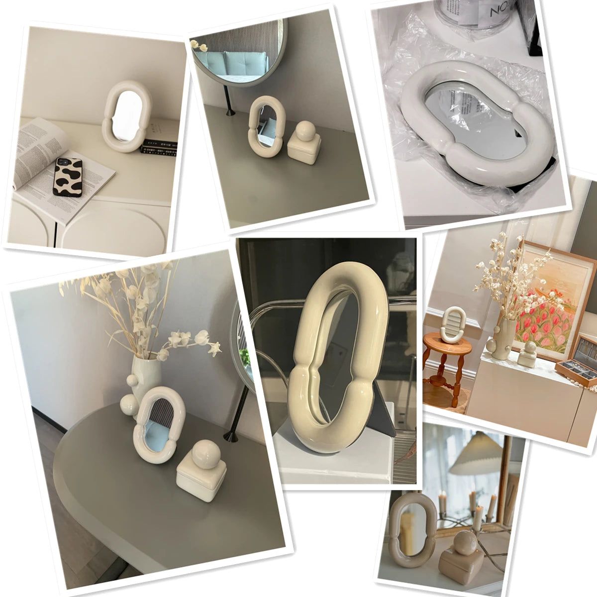 Elegant Oval Mirror with Sculptural Shape