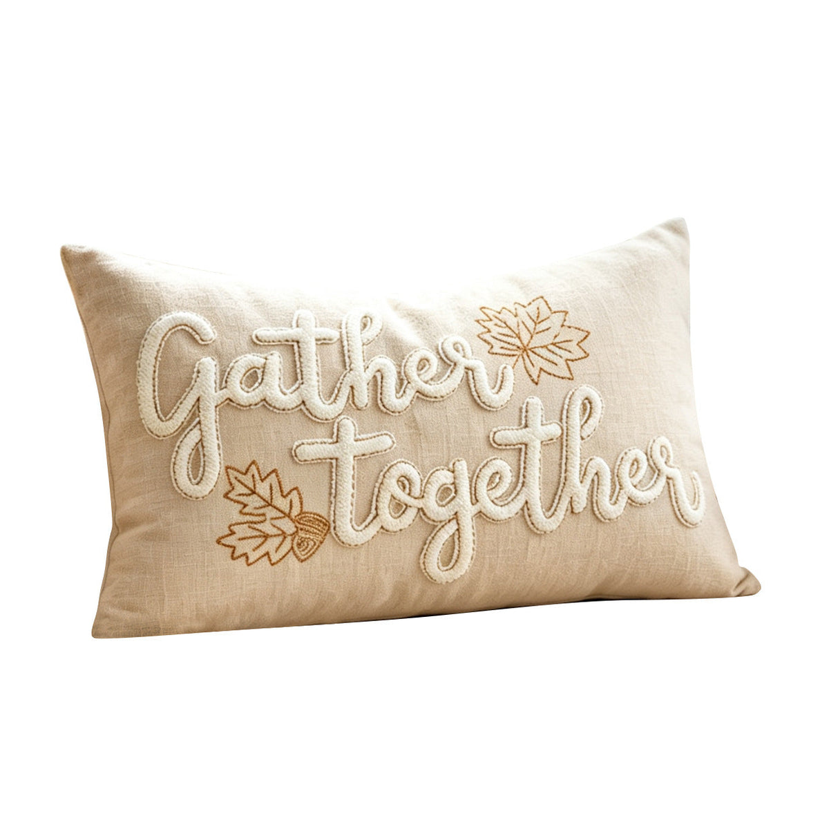Embroidered Autumn Lumbar Cushion Cover