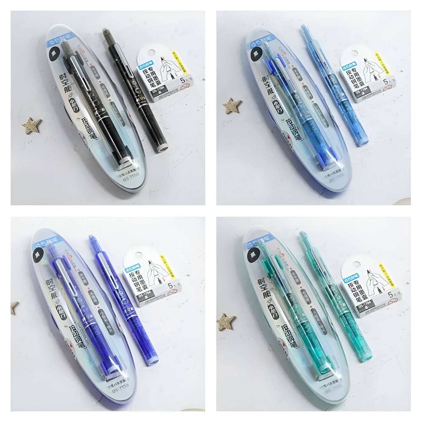 Fountain Pen - Retractable and Refillable Fountain Pen with Ink Cartridges