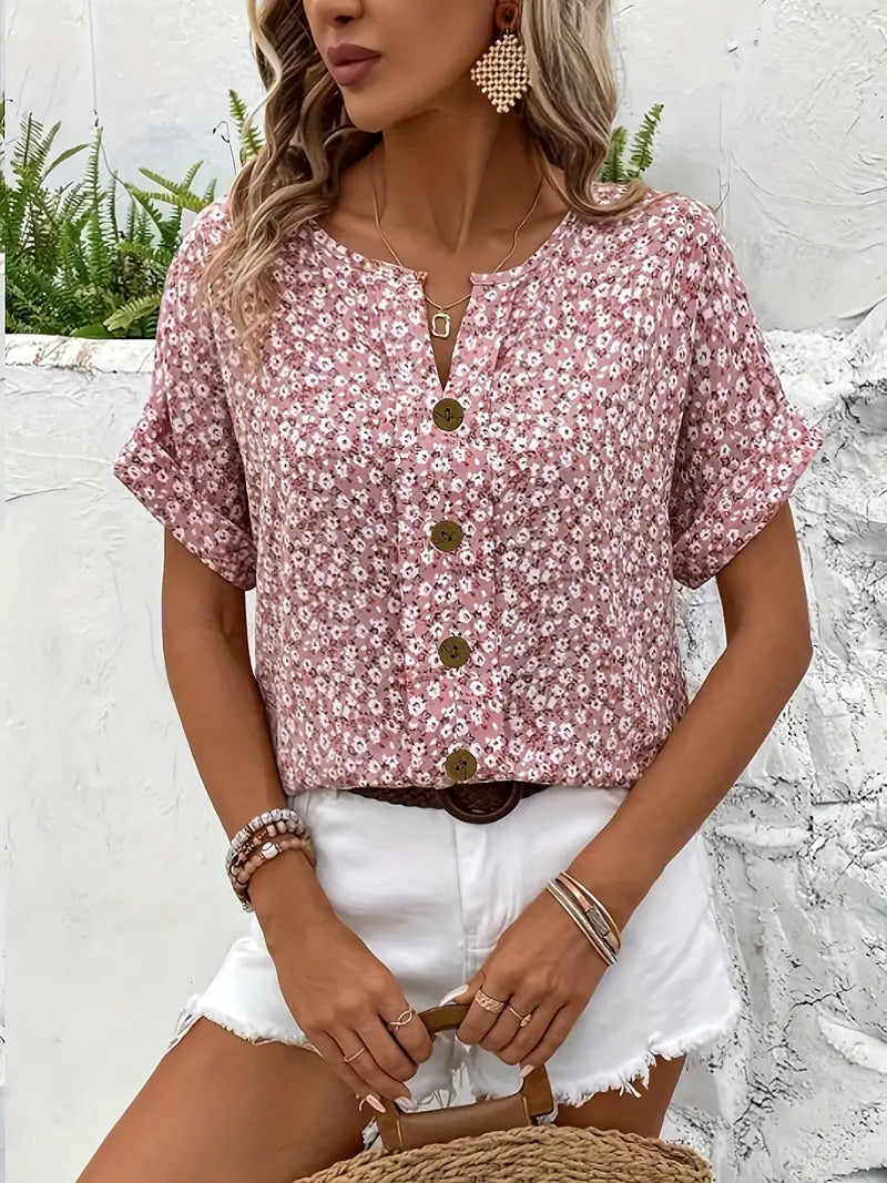 Image of Gail | Women's Button-Down Floral Blouse