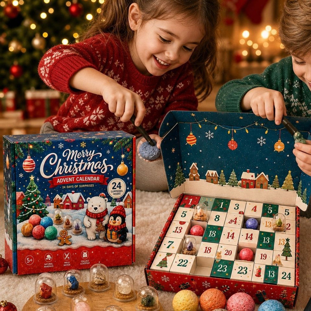 Gemstone Dig Advent Calendar for Kids, 24 Days of Digging and Discovery