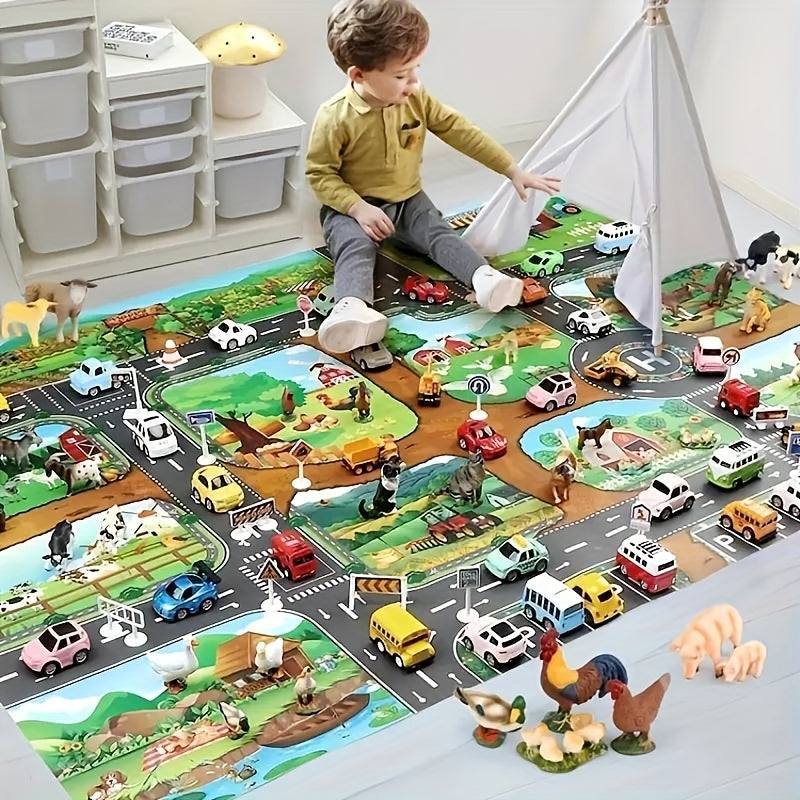 Interactive Play Mat – for children – colorful design with farm and traffic themes – educates and entertains – stimulates imagination and creativity – perfect for floor play