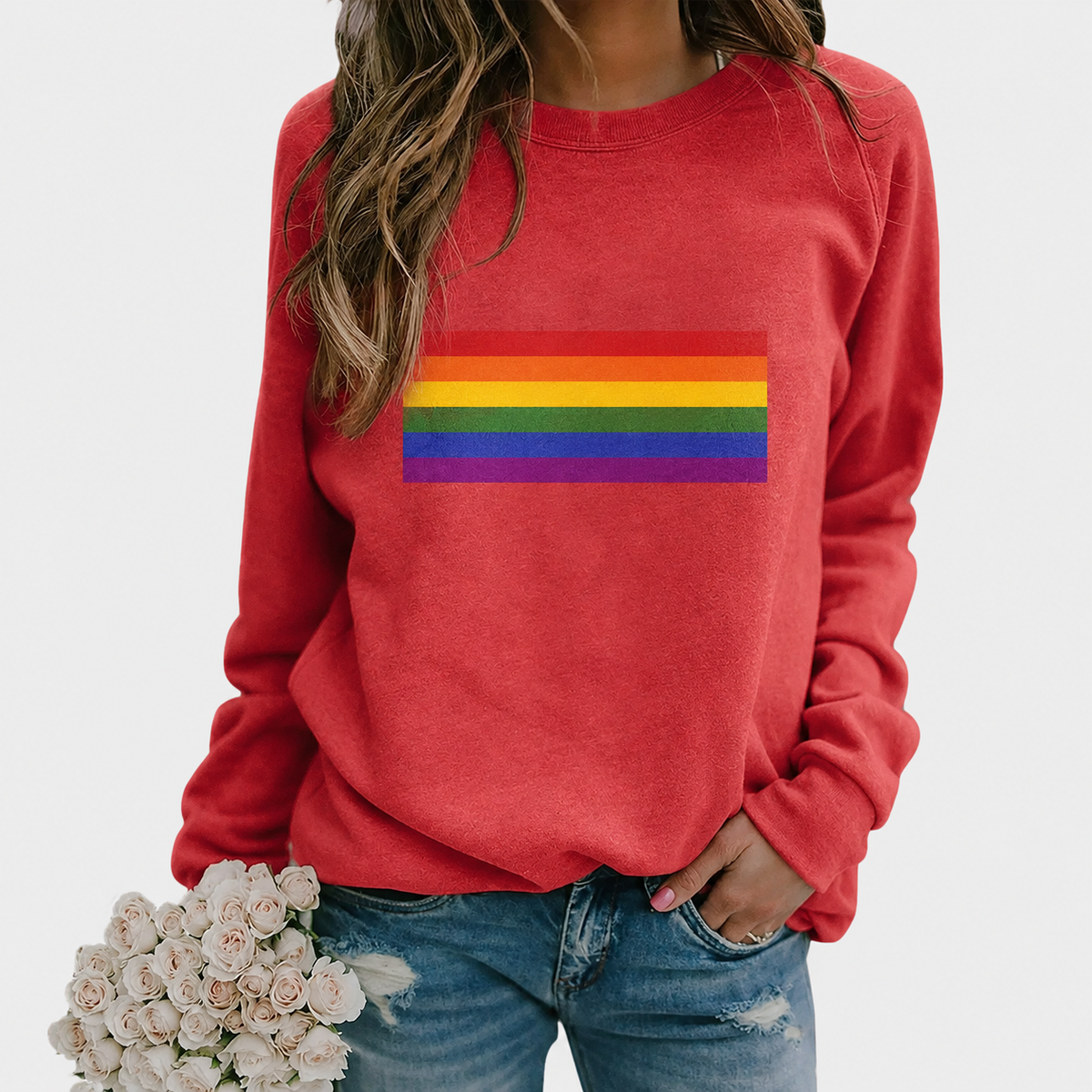 Kara | Women's Rainbow Stripe Long Sleeve Sweater - Image 2