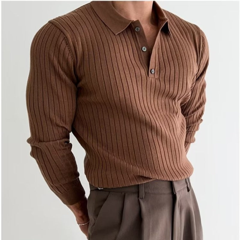 Image of Logan | Men's Slim-Fit Long Sleeve Polo Shirt
