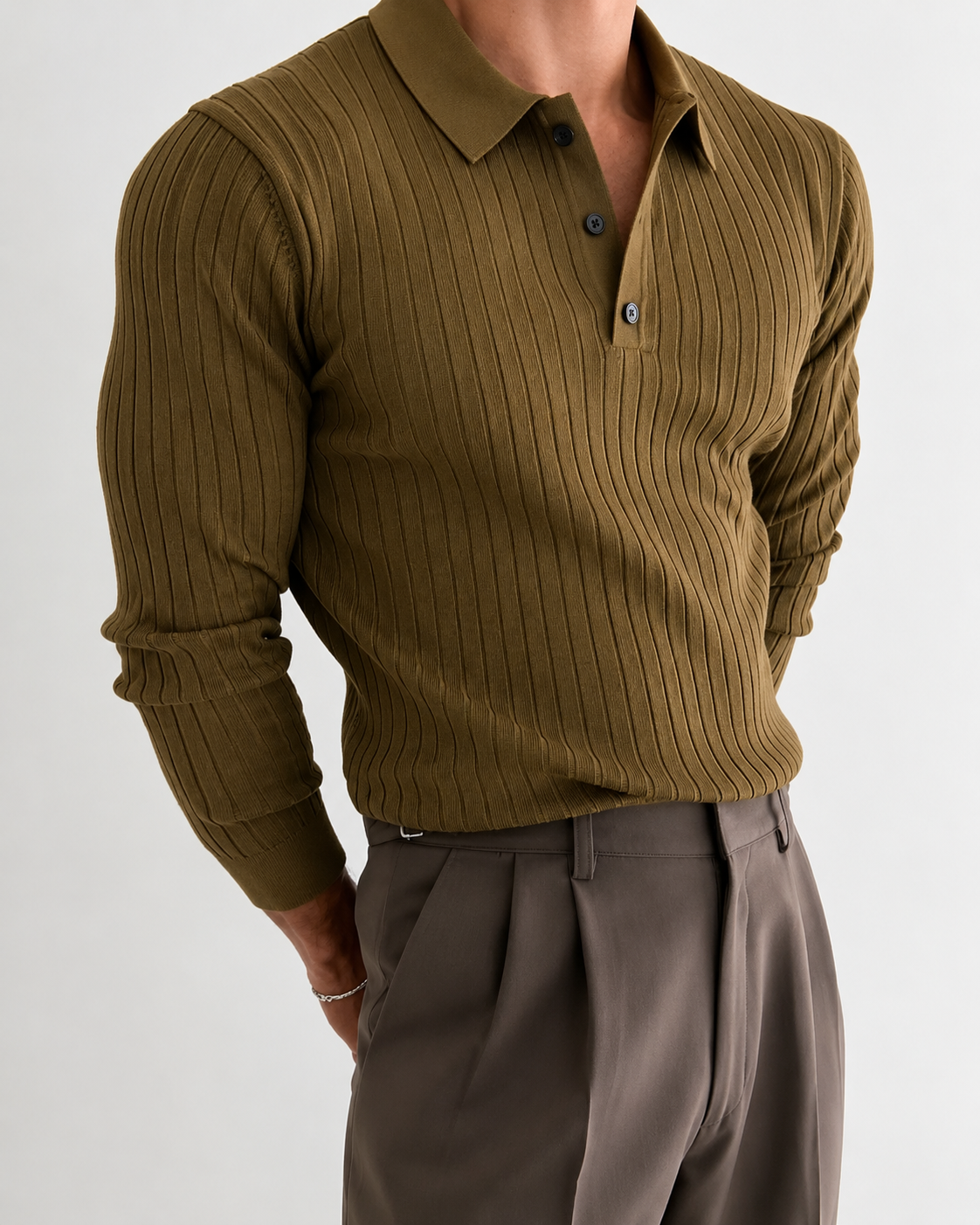 Logan | Men's Slim-Fit Long Sleeve Polo Shirt - Image 1
