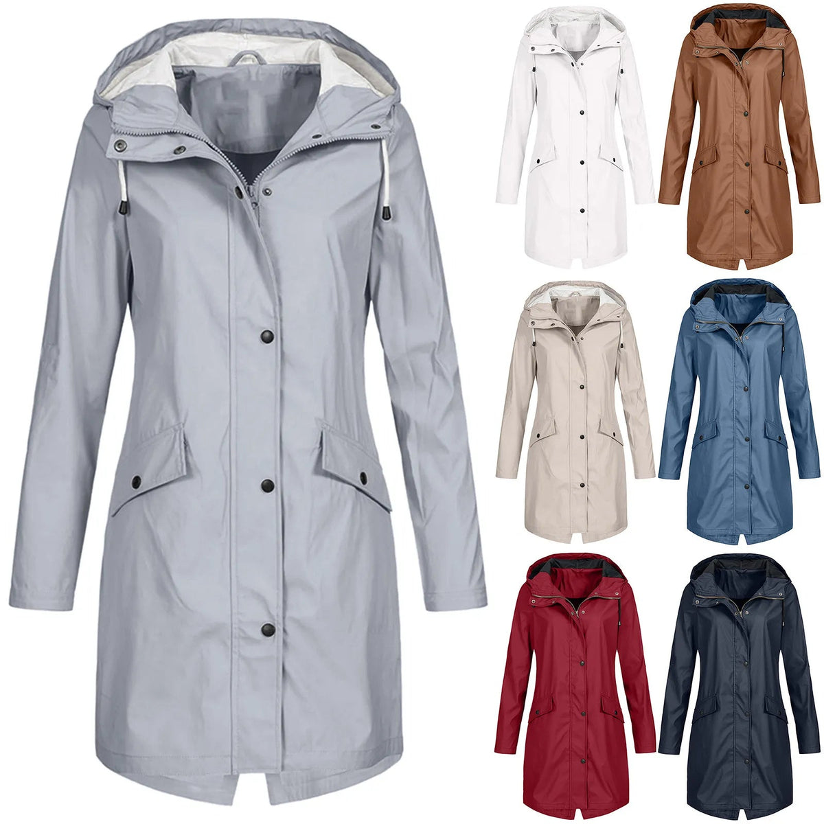 Long Waterproof Hooded Raincoat