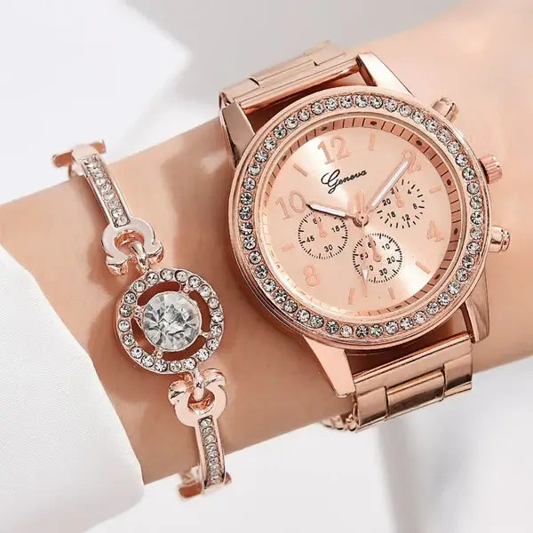 Luxury Watch Set with Rhinestones