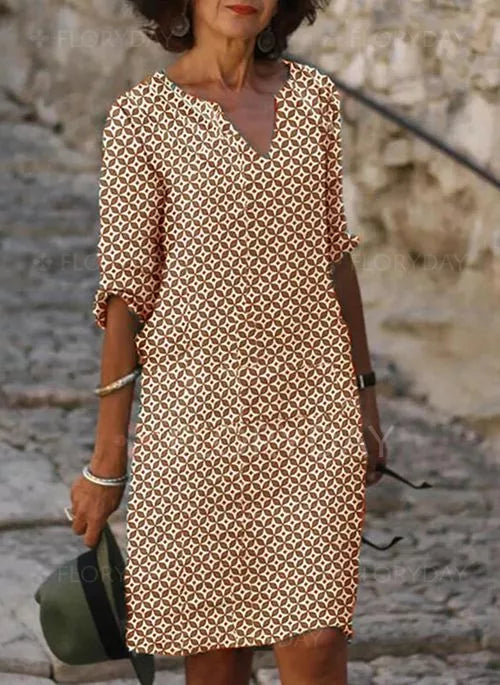 Image of Marcia | Women's V-Neck Midi Dress
