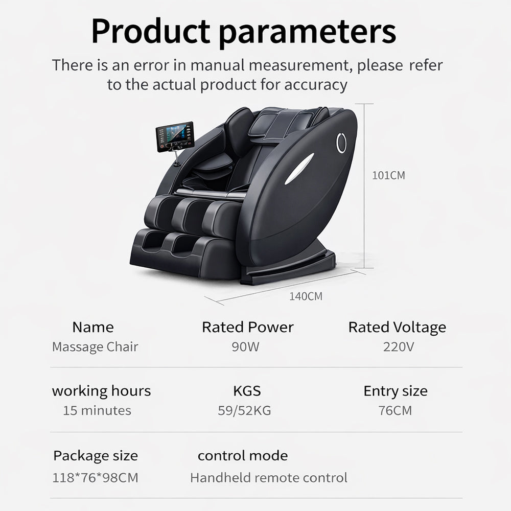 Massage Chair - Heat Therapy, AI Control, Zero Gravity - Model A5 Plus