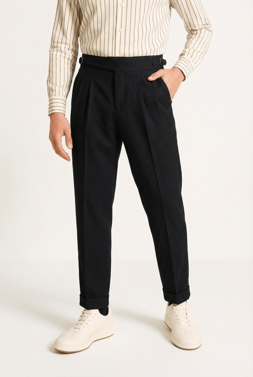 Men's High-Waisted Pleated Trousers