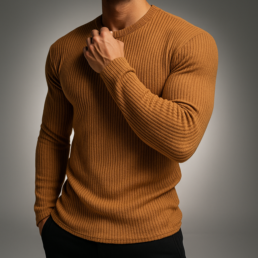 Men's Long-Sleeve Crew Neck Striped Sweater