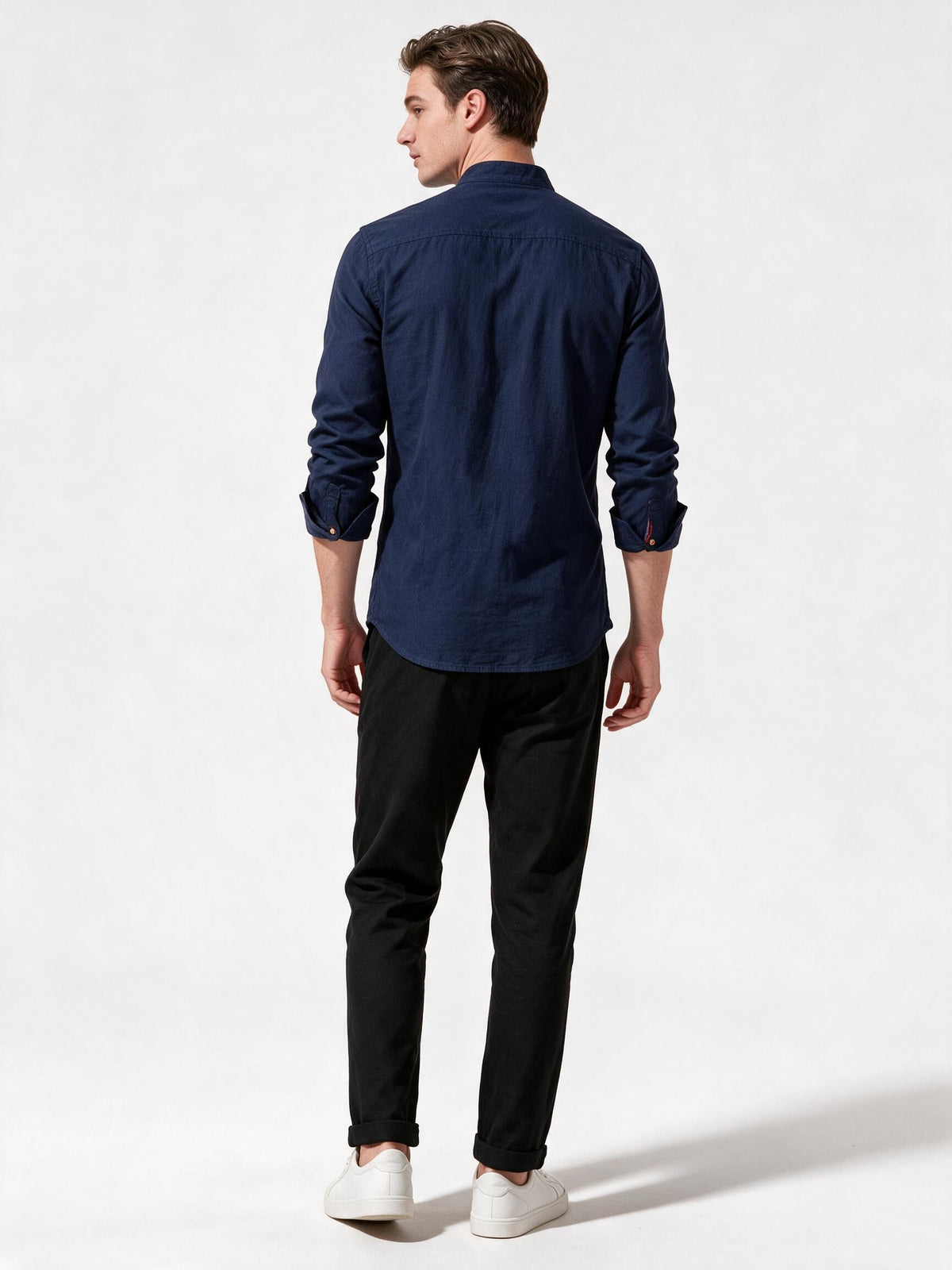Men's Long-Sleeve Shirt with Stand Collar