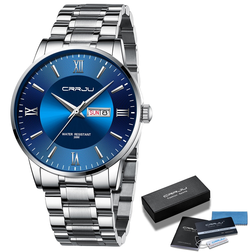 Men's Luxury Waterproof Sports Watch – Stainless Steel Quartz Chronograph
