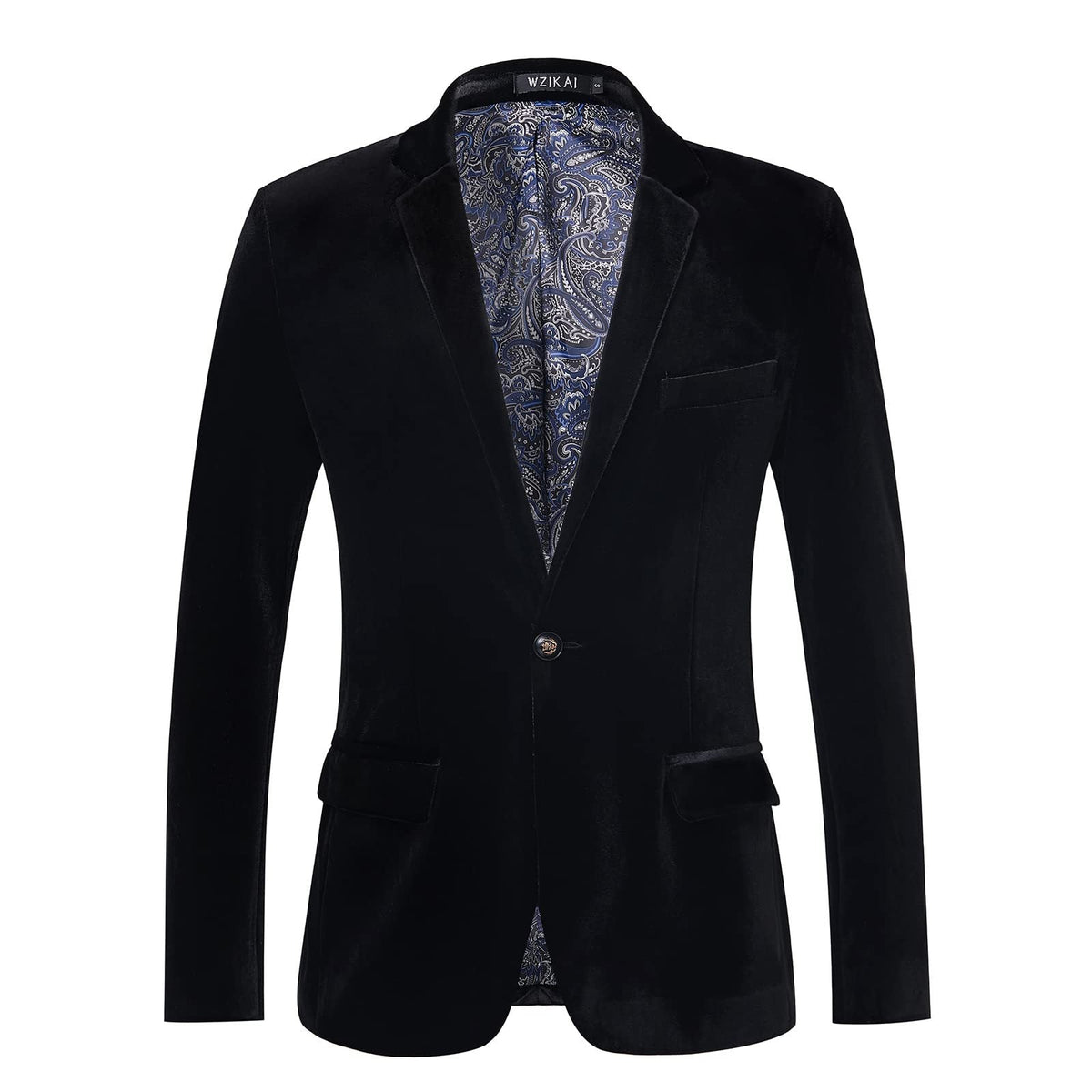 Men's Tailored Velvet Tuxedo Jacket with Satin Lapels and Single-Button Closure
