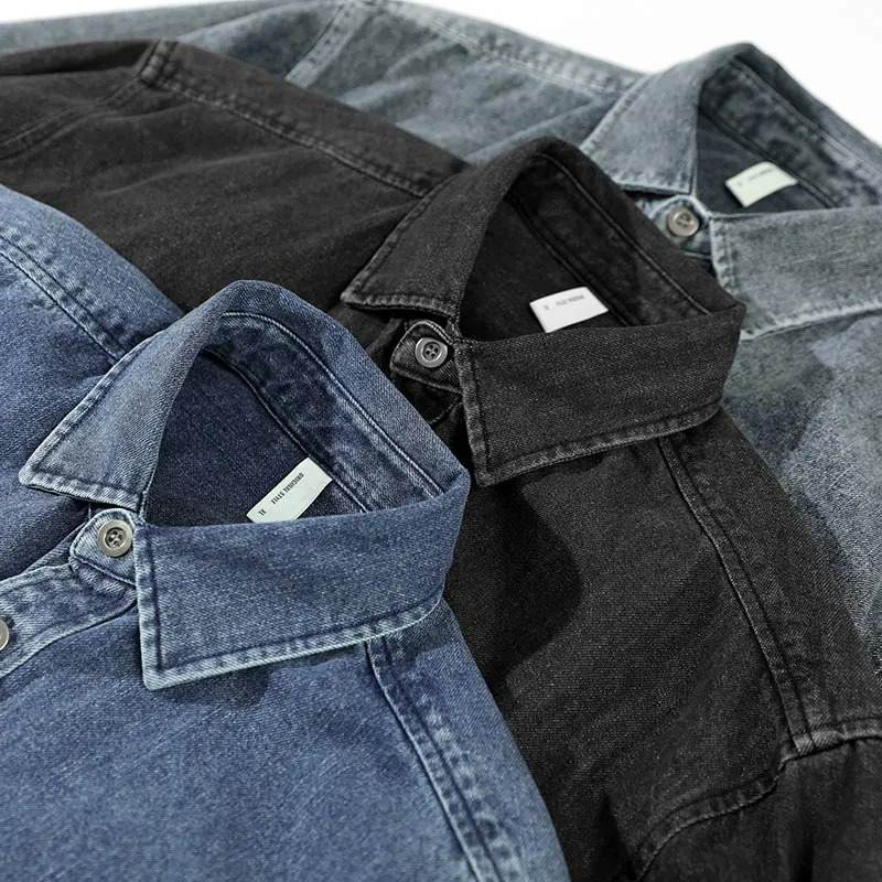 Men's Vintage Stonewashed Button-Up Shirt