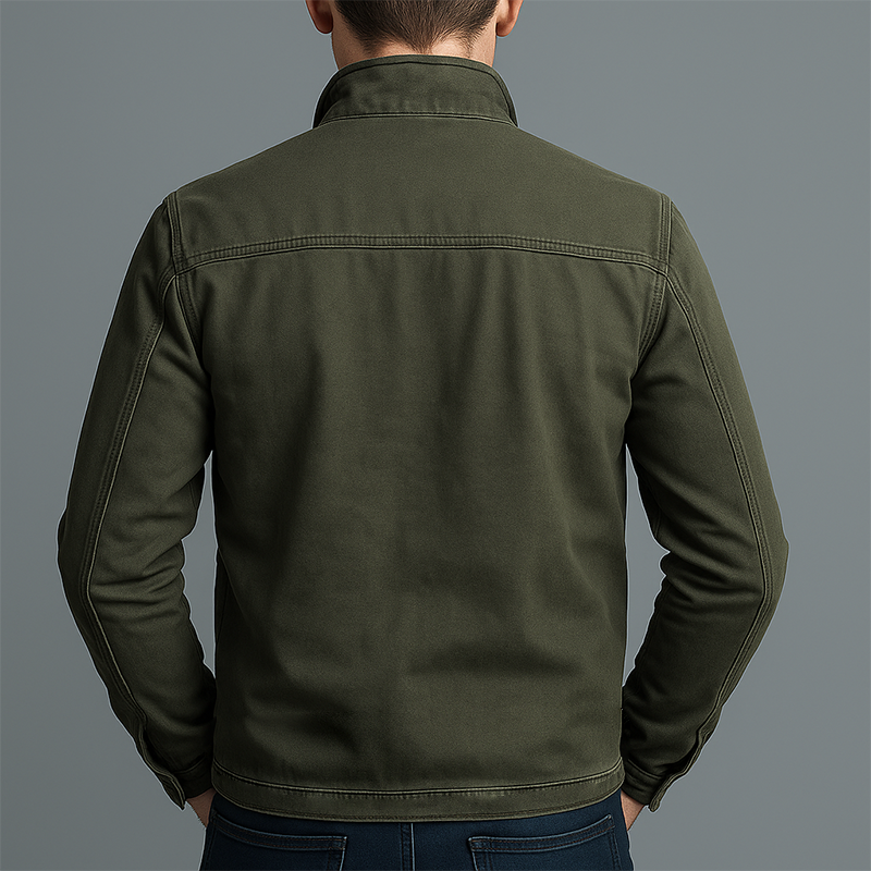 Men's Vintage Zip-Up Jacket with Stand Collar