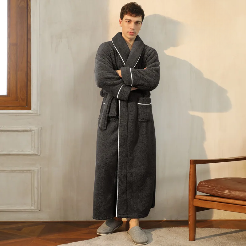 Men's Winter Flannel Fleece Bathrobe