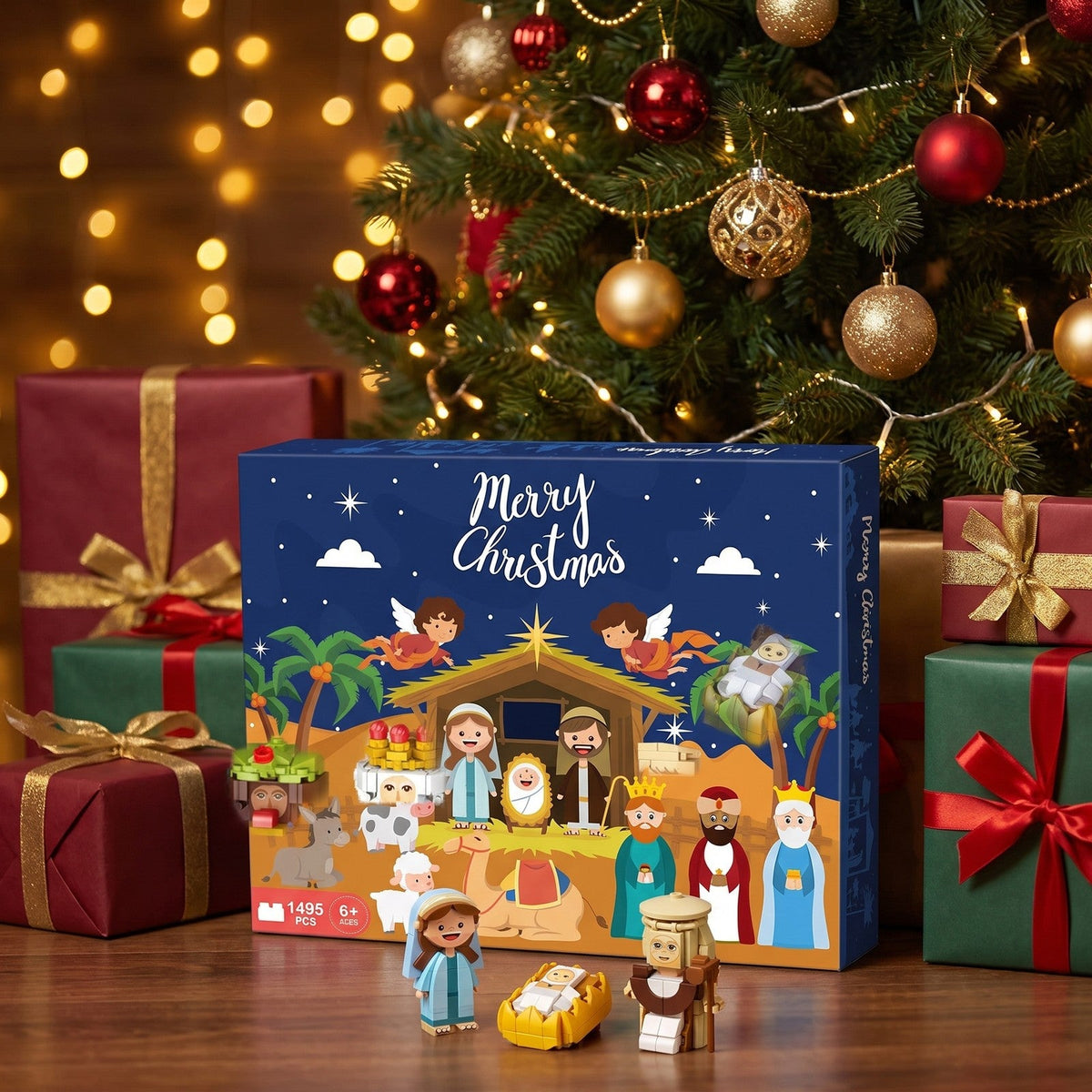 Nativity Scene Brick Advent Calendar, 1495 Pieces in 24 Numbered Boxes