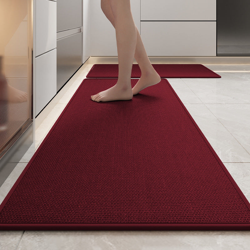 Non-Slip Kitchen Mat | Washable | Woven Linen Pattern