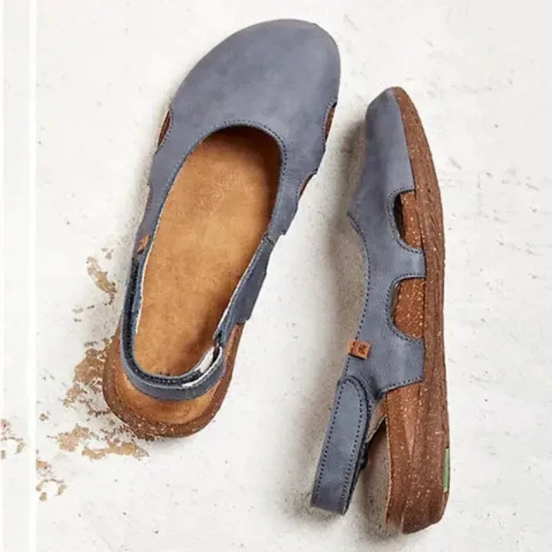 Norma | Women's Closed Toe Adjustable Ankle Strap Flat Sandals - Image 2