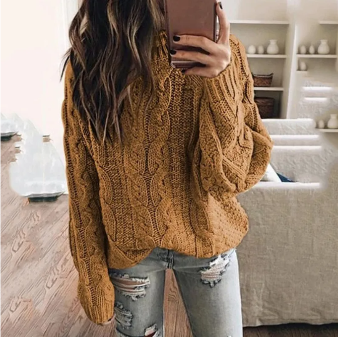 Peggy | Women's Off the Shoulder Cable Knit Sweater - Image 3