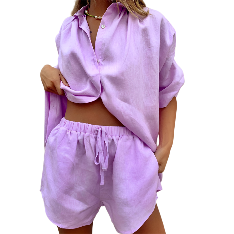 Image of Reese | Women's Button-Down Relaxed Fit Short Set