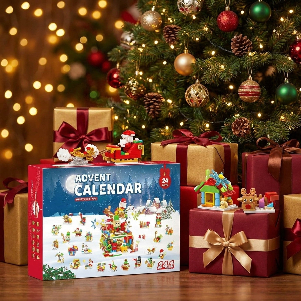 Santa's Workshop Brick Advent Calendar, 24-in-1 Holiday Builds, 769 Pieces