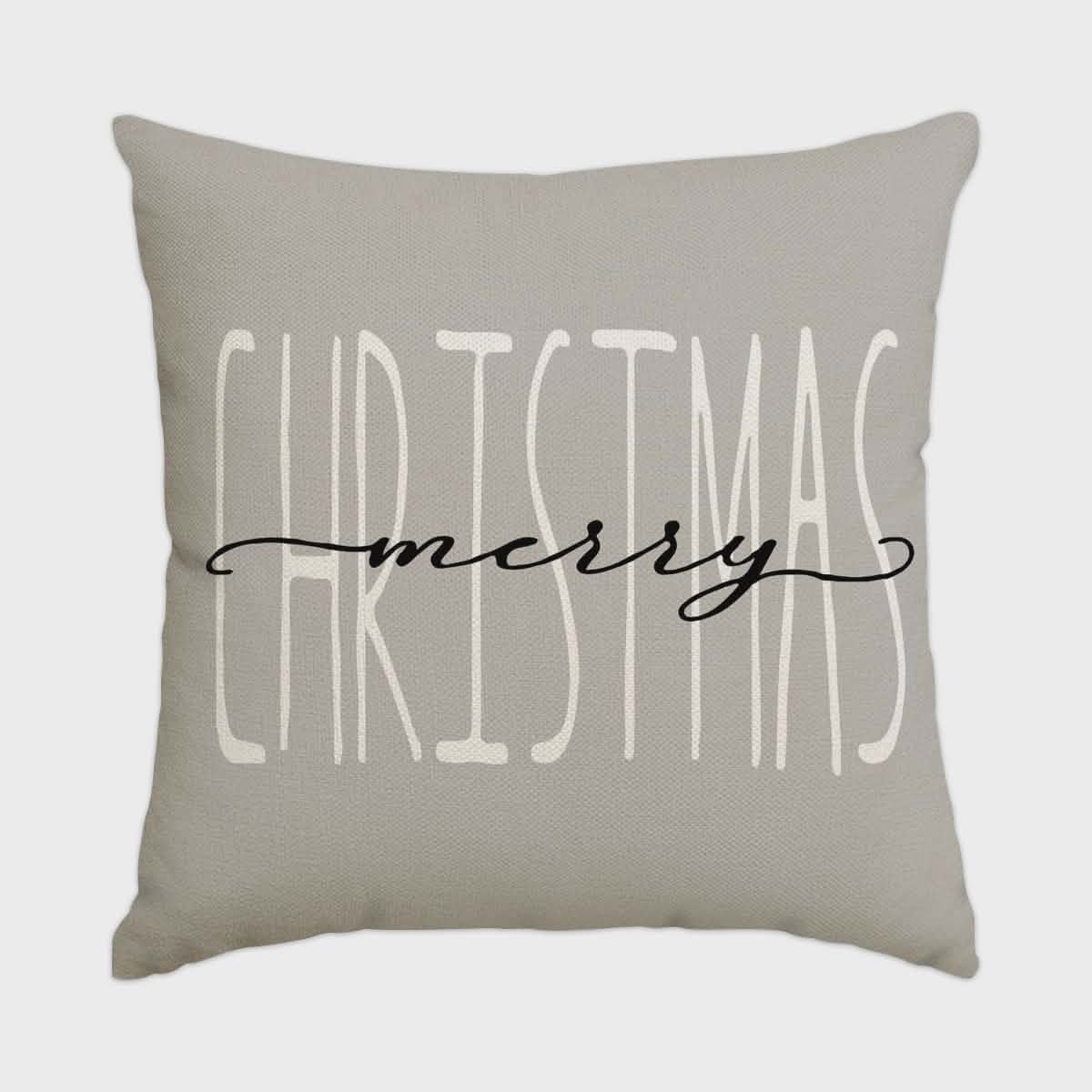 Set of 4 Square Christmas Throw Pillow Covers with Hidden Zipper and Woven Microfibre Gnome Print