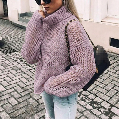 Stephanie | Women's Oversized Chunky Knit Turtleneck Sweater - Image 1
