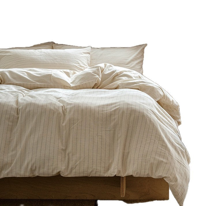 Striped Bedding Set in Washed Cotton Muslin