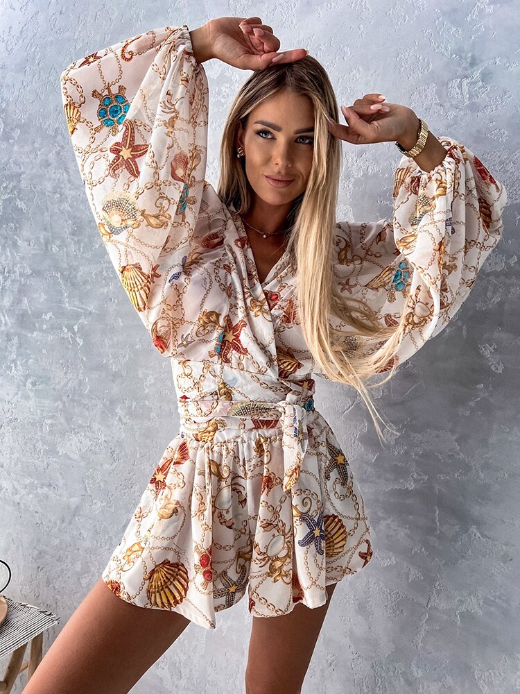 Image of Summer | Women's Tropical Print Wrap Top Two-Piece Set