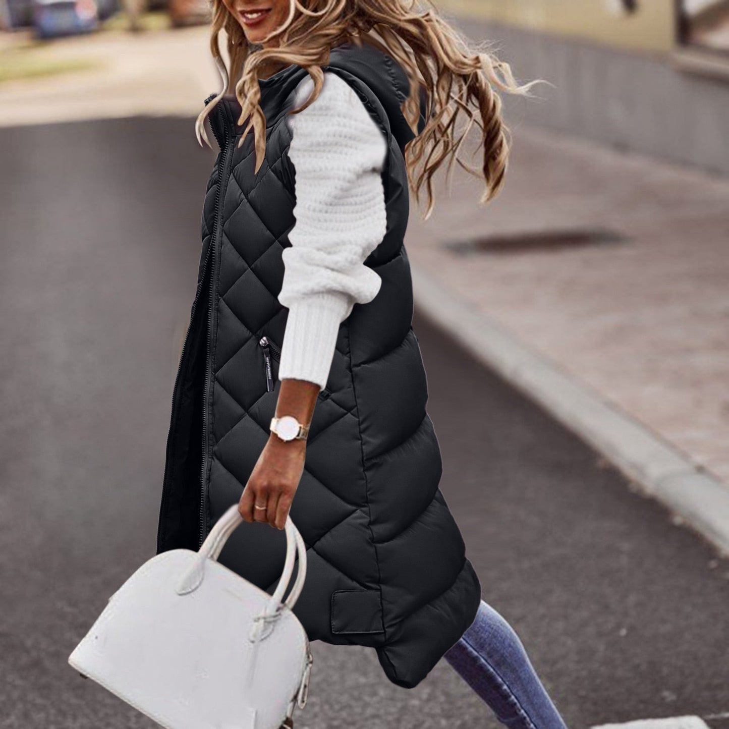 Image of Tammy | Women's Long Hooded Puffer Vest