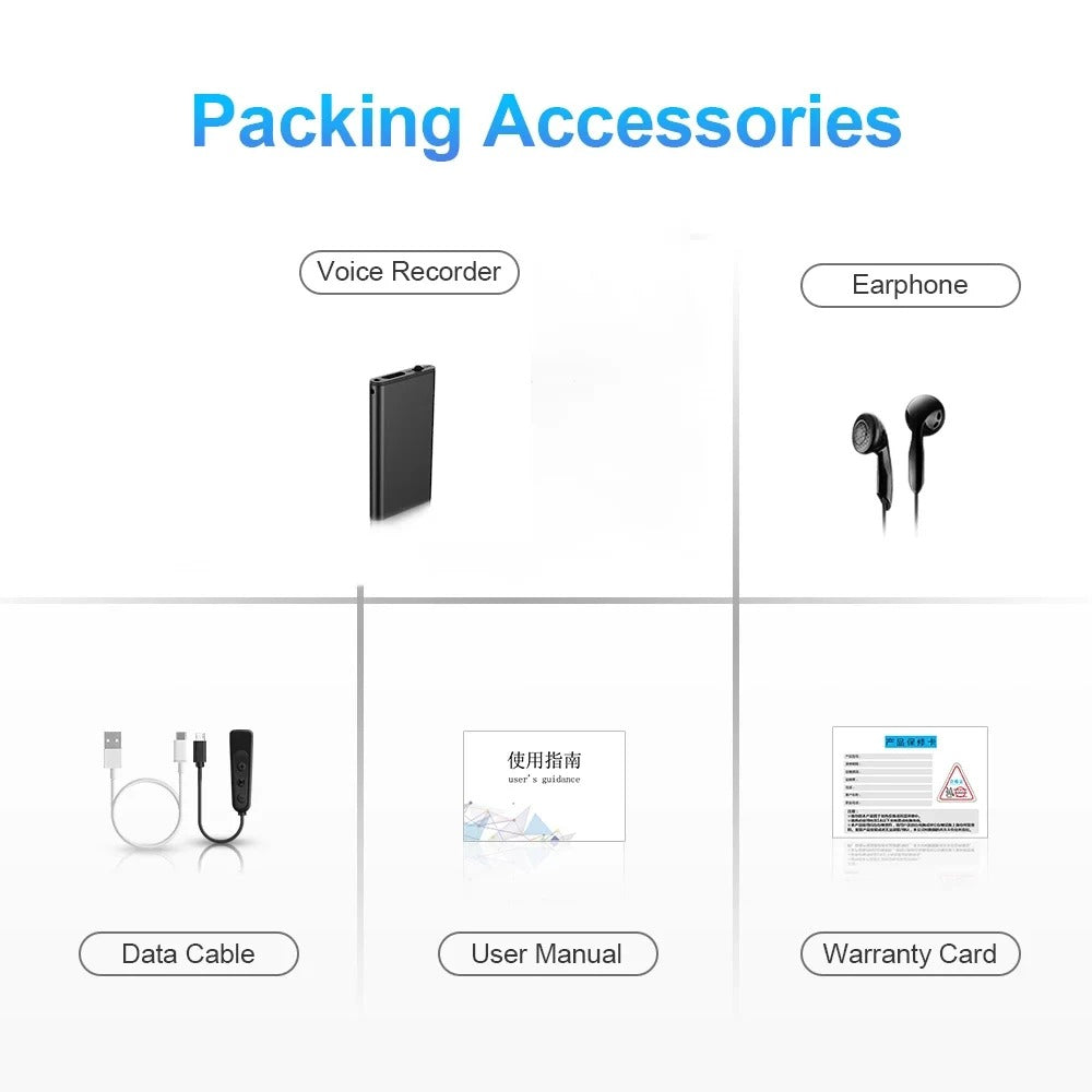 Ultrasonic Discreet Voice Recorder - Mini Hidden Dictaphone 16/32 GB