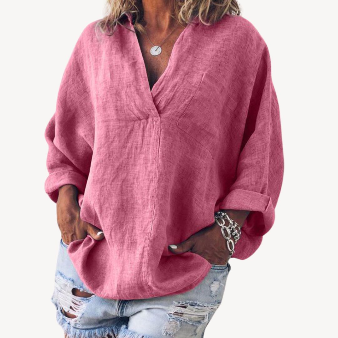 Image of Veronica | Women's Oversized V-Neck Blouse