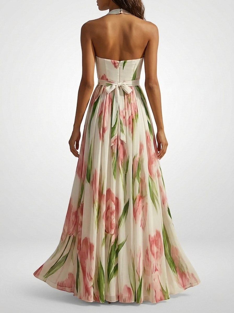 Women's Chiffon V-Neck Maxi Dress
