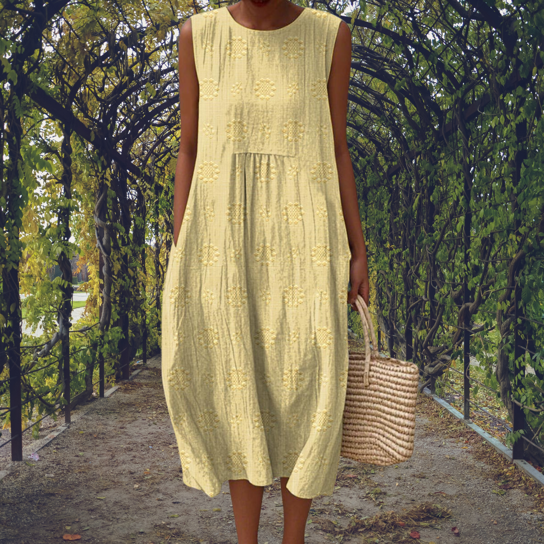 Women's Cotton Sleeveless A-line Midi Dress