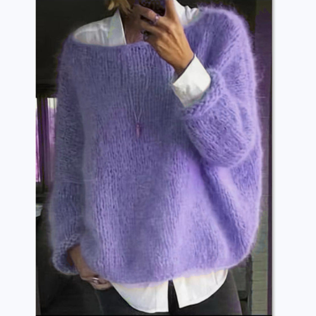 Women's Cozy Oversized Boat Neck Sweater