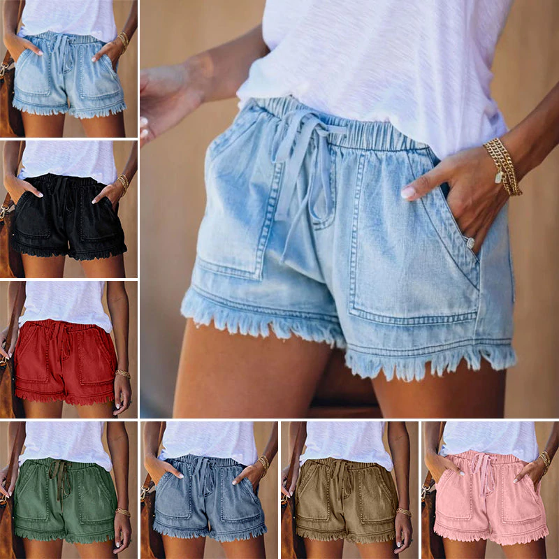 Women's Denim Frayed Hem Shorts