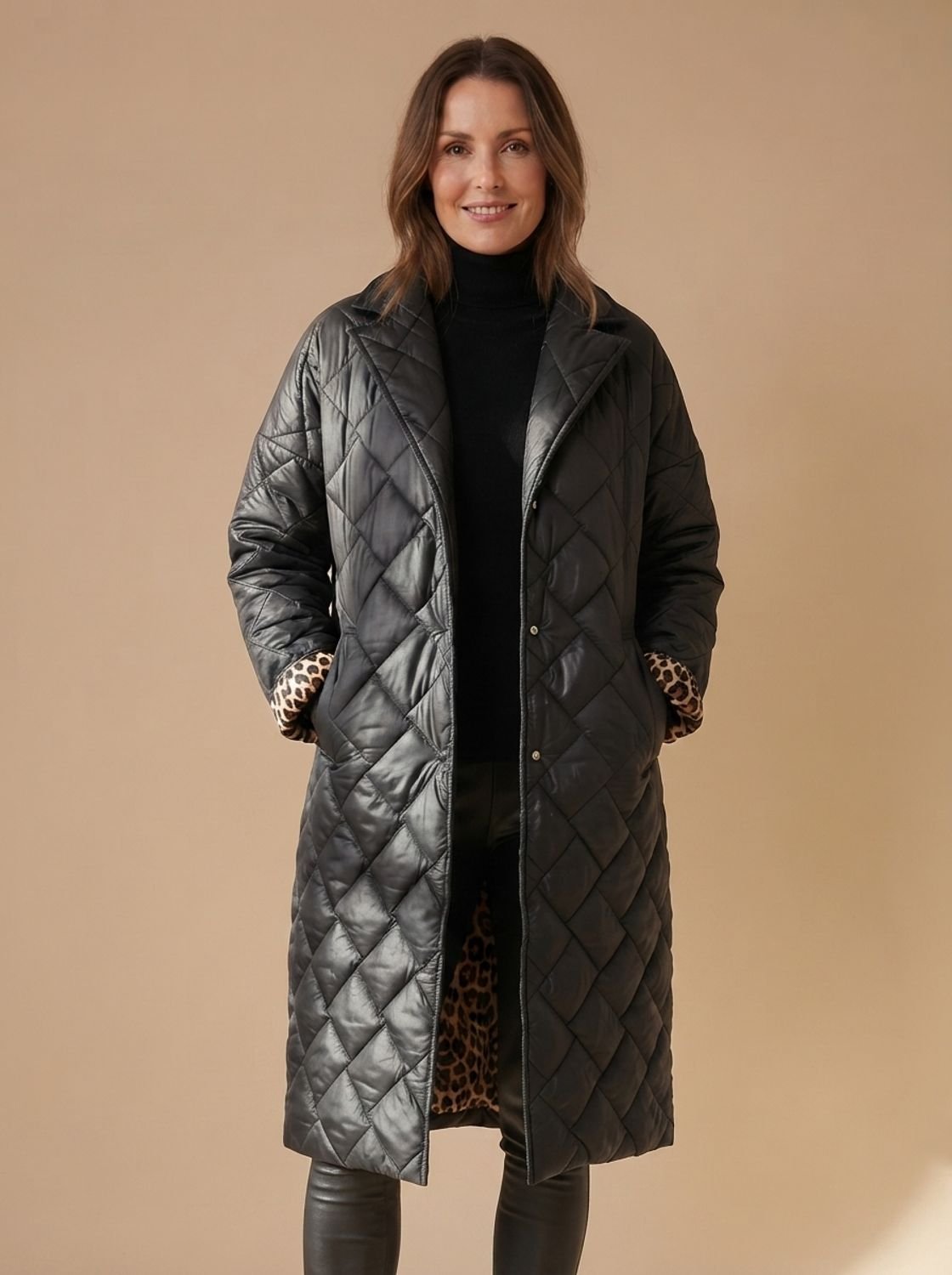 Women's Diamond-Quilted Mid-Length Winter Coat