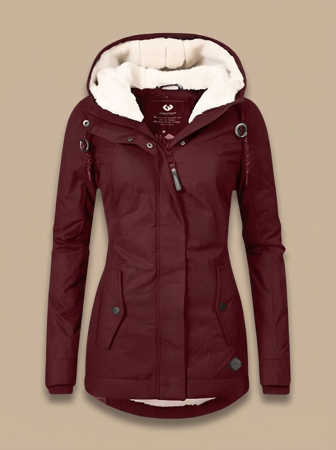 Women's Fleece-Lined Waterproof Hooded Zip-Up Jacket