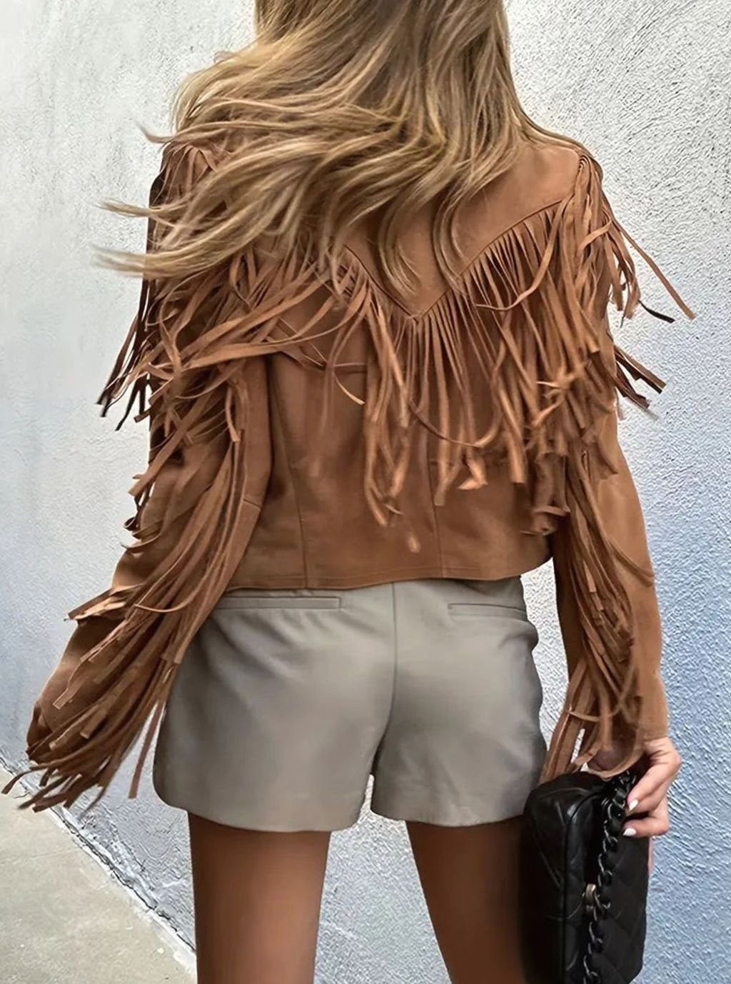 Women's Fringe Suede-Feel Boho Short Jacket